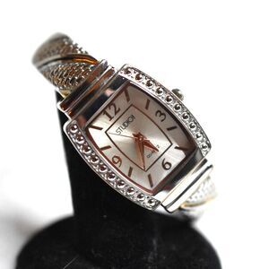 Stunning Studio Silver Tone Engraved Cuff Quartz New Battery Works Great Watch